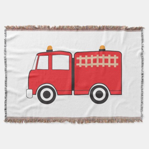 Red Fire Truck Throw Blanket