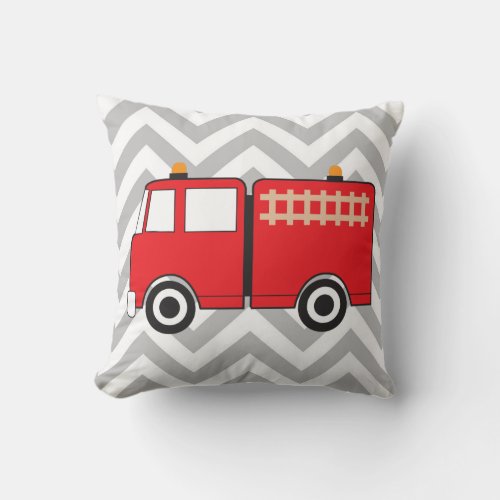 Red Fire Truck Throw Pillow