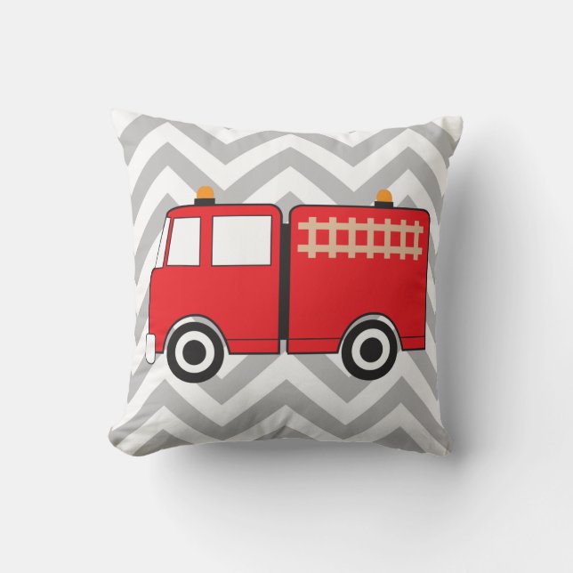 Red Fire Truck Throw Pillow (Front)