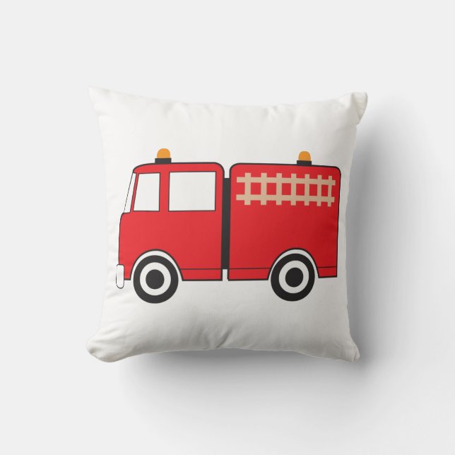 Red Fire Truck Throw Pillow (Front)