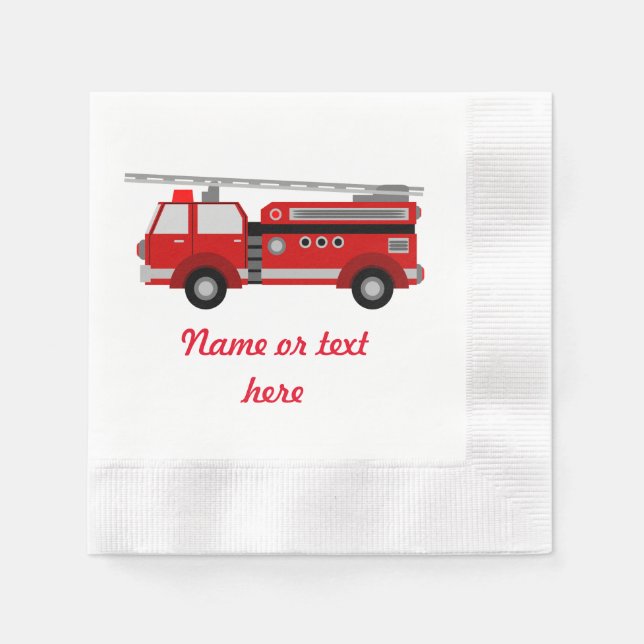 Red Fire truck with text Paper Napkins (Front)