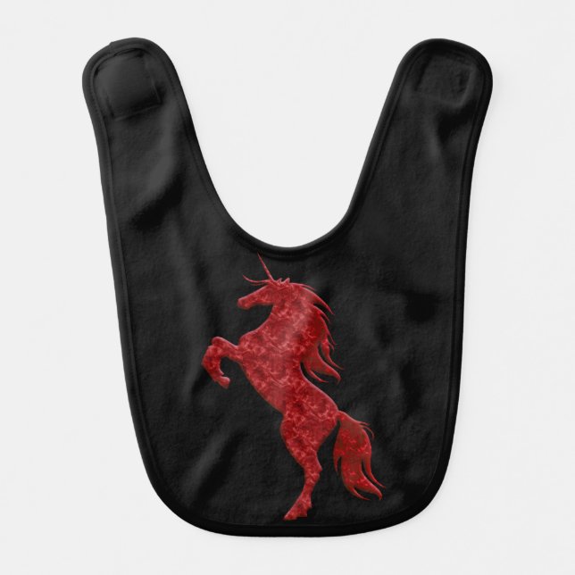 Red Fire Unicorn Baby Bib (Front)