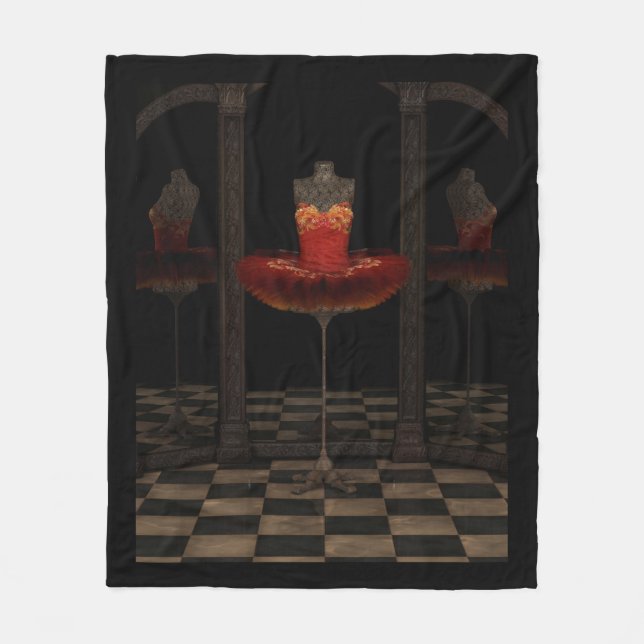 Red Firebird Classical Ballet Tutu Reflections Fleece Blanket (Front)