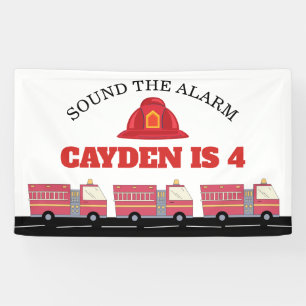 Red Firefighter Alarm Firetruck Birthday Supplies Banner