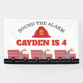 Red Firefighter Alarm Firetruck Birthday Supplies Banner