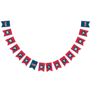 Red Firefighter Alarm Firetruck Birthday Supplies Bunting Flags