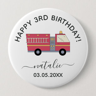 Red Firefighter Alarm Firetruck Birthday Supplies Button