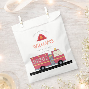 Red Firefighter Alarm Firetruck Birthday Supplies Favor Bag