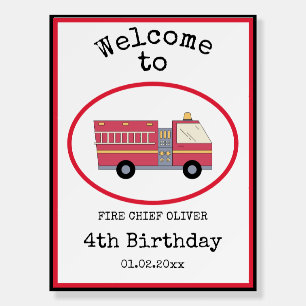Red Firefighter Alarm Firetruck Birthday Supplies Foam Board