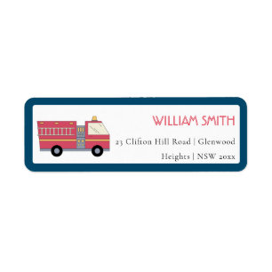 Red Firefighter Alarm Firetruck Birthday Supplies Label