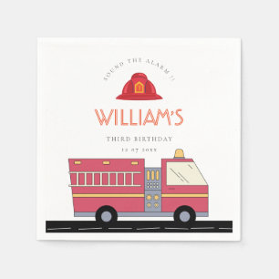 Red Firefighter Alarm Firetruck Birthday Supplies Napkins