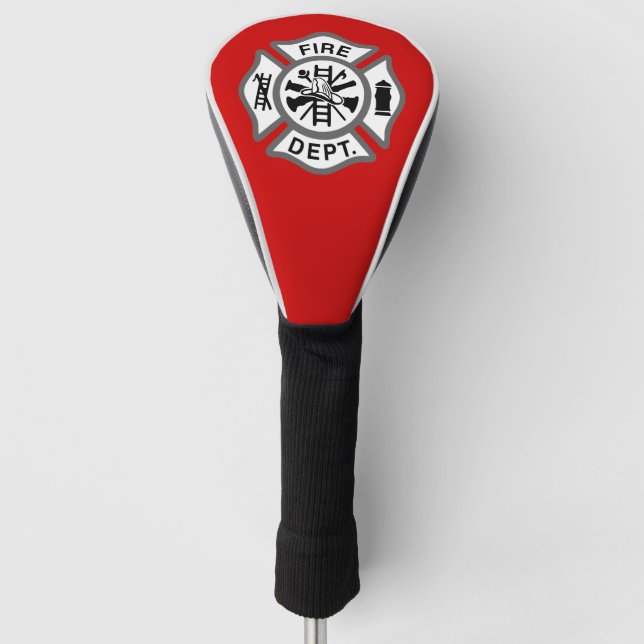 Red Firefighter Golf Head Cover (Front)