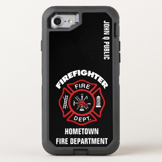red firefighter name template otterbox defender iphone 8 7 case