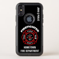 Red Firefighter Name Template OtterBox Commuter iPhone X Case