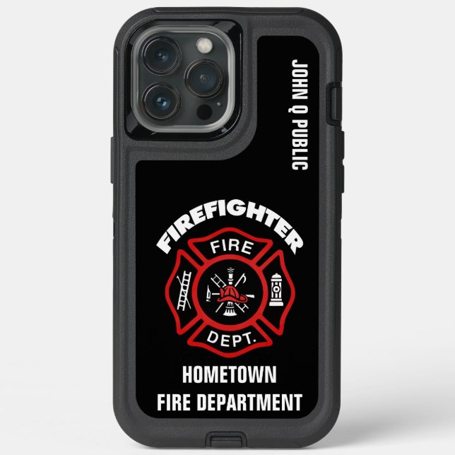 Red Firefighter Name Template Otterbox iPhone Case (Back)