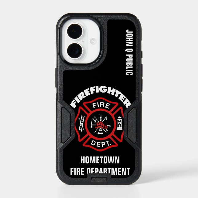 Red Firefighter Name Template Otterbox iPhone Case (Back)