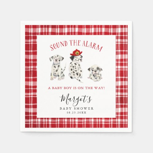Red Firefighter Puppy Baby Shower Napkins