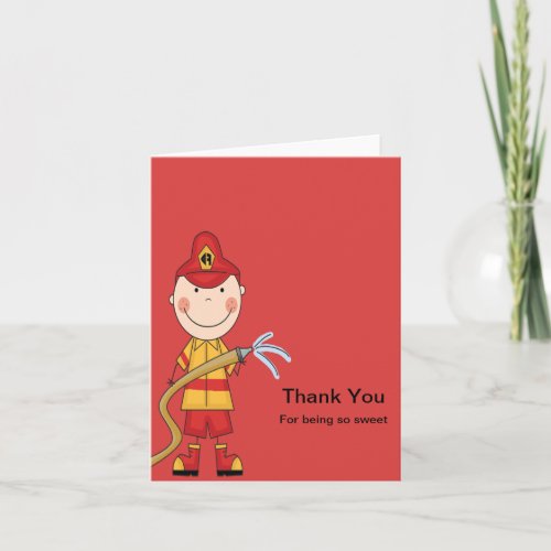 Red Fireman Thank You Card