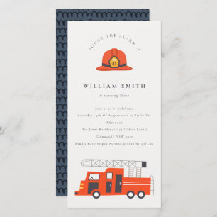 Red Firetruck Engine Kids Any Age Birthday Invite