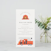 Red Firetruck Engine Kids Any Age Birthday Invite (Standing Front)
