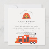 Red Firetruck Engine Kids Any Age Birthday Invite (Front)