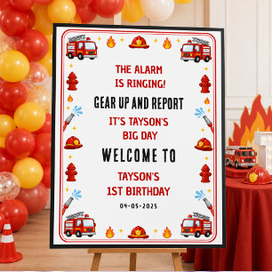 Red Firetruck Sound the Alarm Boy Birthday Foam Board