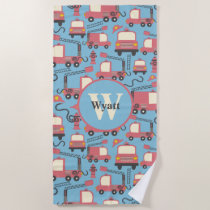 Red Firetrucks Firefighter Kids Personalized Beach Towel
