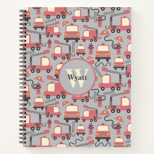 Red Firetrucks Firefighter Kids Personalized Notebook