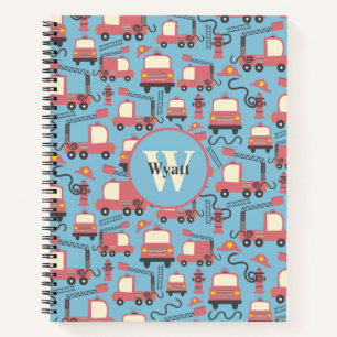 Red Firetrucks Firefighter Kids Personalized Notebook