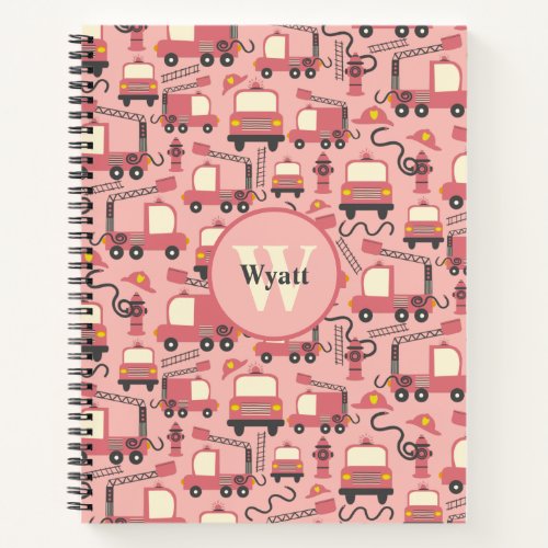 Red Firetrucks Firefighter Kids Personalized Notebook