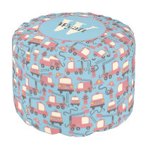 Red Firetrucks Firefighter Kids Personalized Pouf