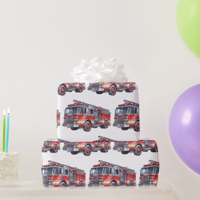 Red Firetruck's Wrapping Paper (Party Gifts)