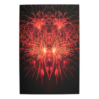 Red Fireworks at Night Metal Print