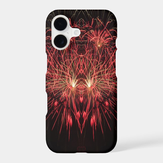 Red Fireworks Black Background Iphone Case (Back)