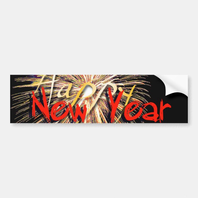 Red Fireworks Happy New Year 2019 Bumper S Sticker (Front)