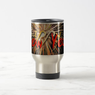 Red Fireworks Happy New Year 2019 Travel Mug