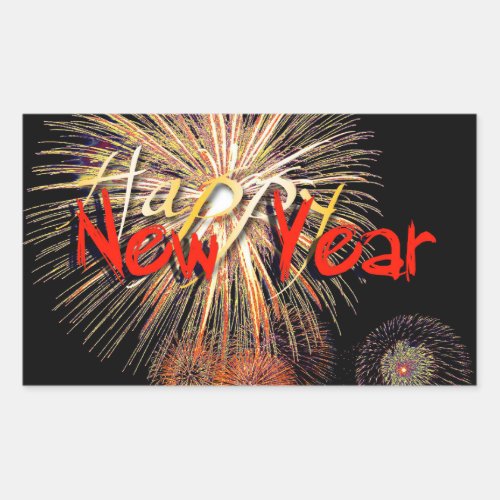 Red Fireworks Happy New Year 2024 R Sticker