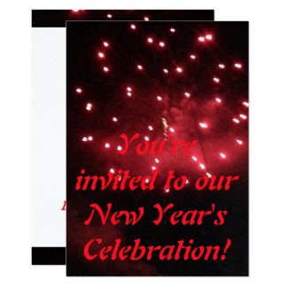 Red Fireworks New Year's Celebration Invitations
