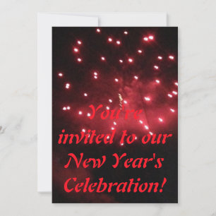 Red Fireworks New Year's Celebration Invitations