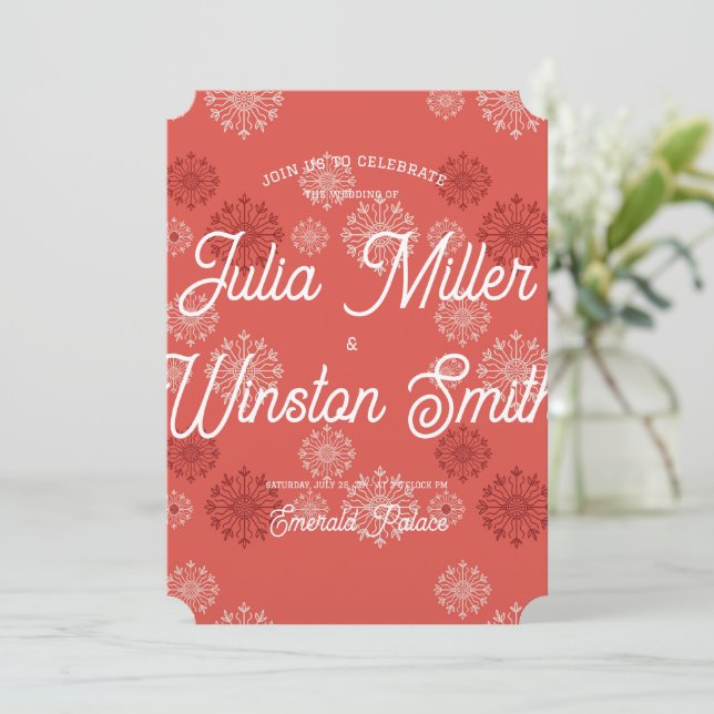 Red Fireworks Wedding Invitation Card (Standing Front)