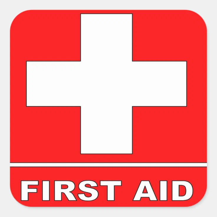 red first aid kit sign