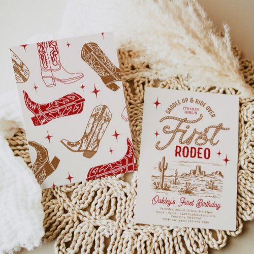 Red First Rodeo Birthday Invitation