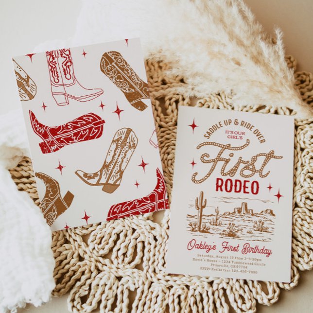 Red First Rodeo Birthday Invitation (Creator Uploaded)