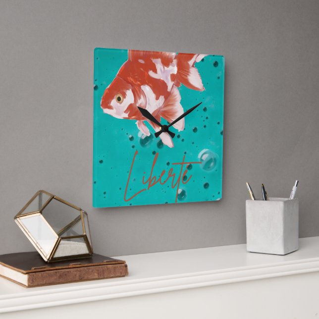 Red fish"Freedom"- Decorative wall clock (Office)