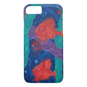 Red Fish, Seaweed Sea Ocean Animals Underwater Art iPhone 8/7 Case