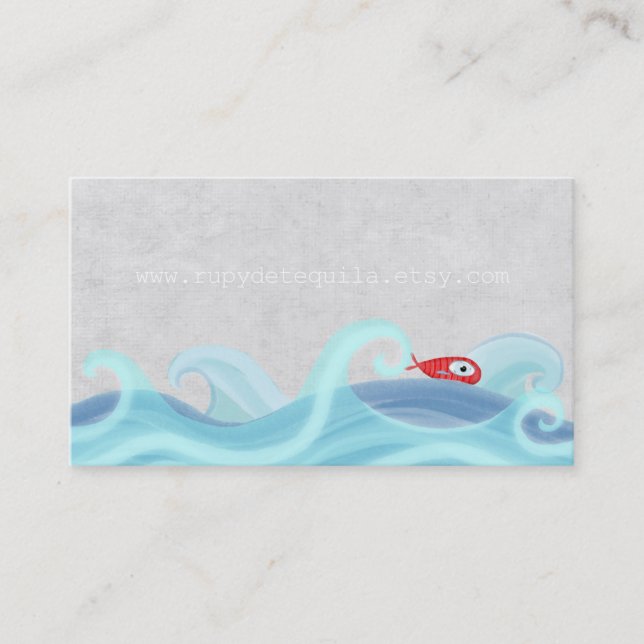 Red Fish Surfing Waves Business Card (Front)