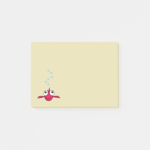 Red Fish with Big Eyes Cartoon Illustration Post_it Notes
