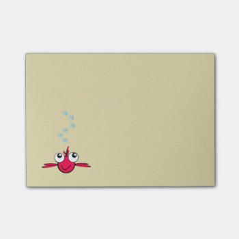 Red Fish With Big Eyes Cartoon Illustration Post-it Notes by Mirribug at Zazzle