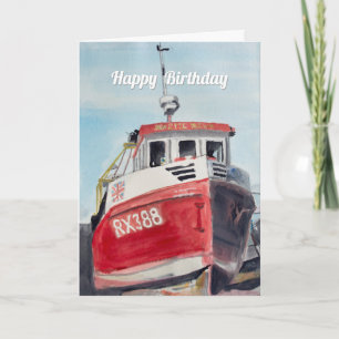Red Fishing Boat Happy Birthday Card