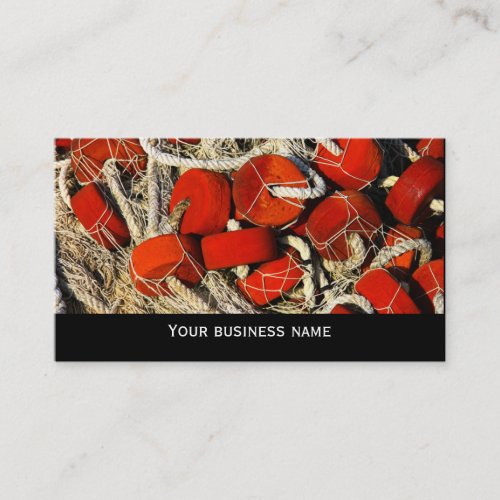 Red fishing nets seafood business  card template